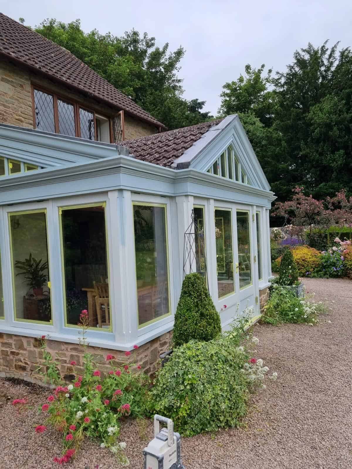 Conservatory and painted timber frames