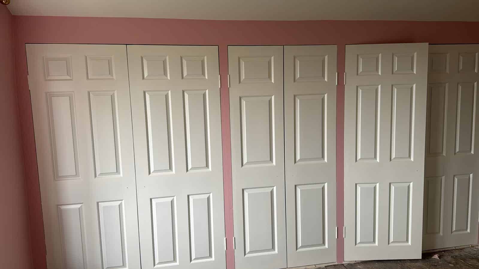 Panelled wardrobes before final coat