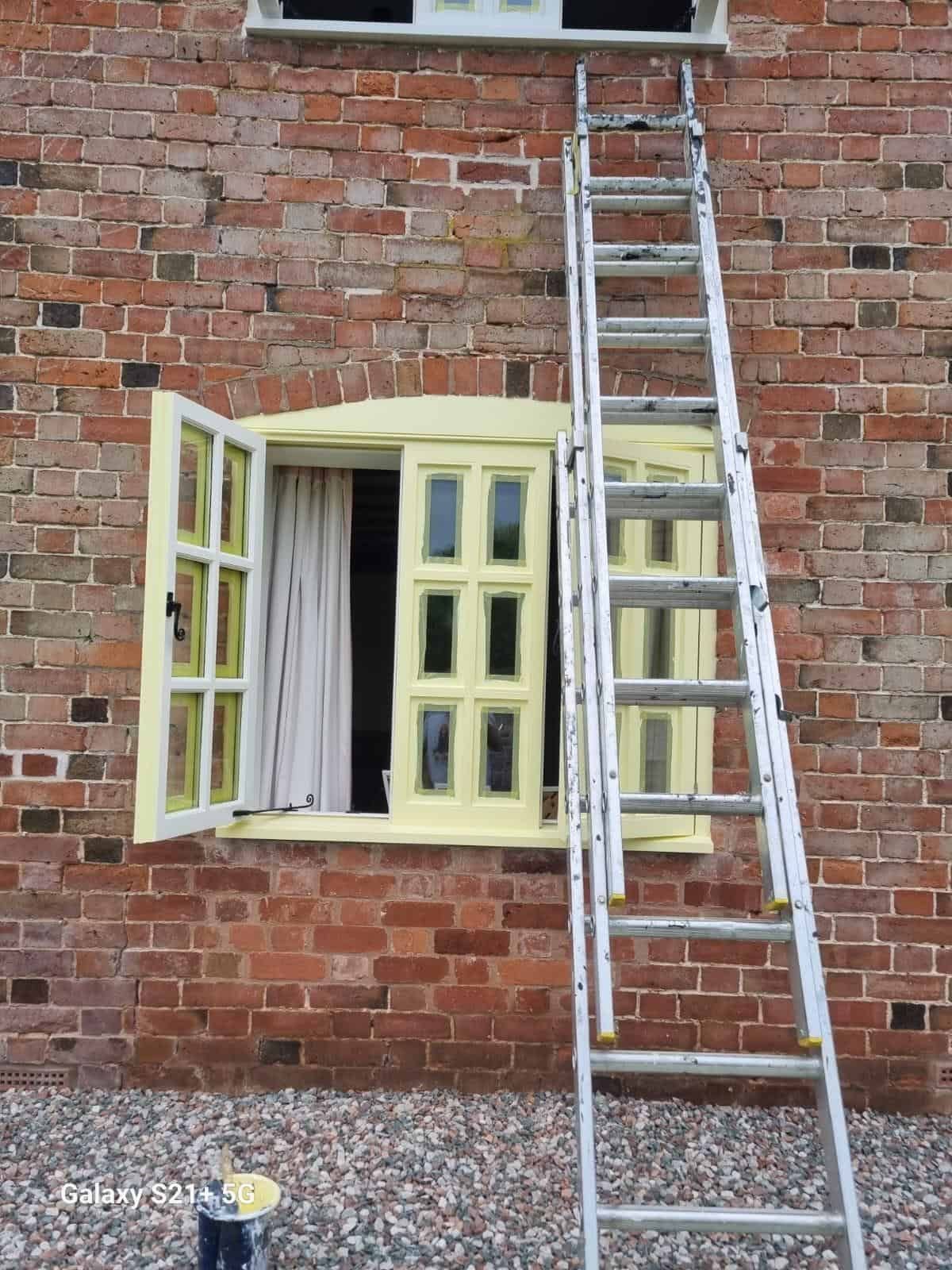 Casement window during repainting