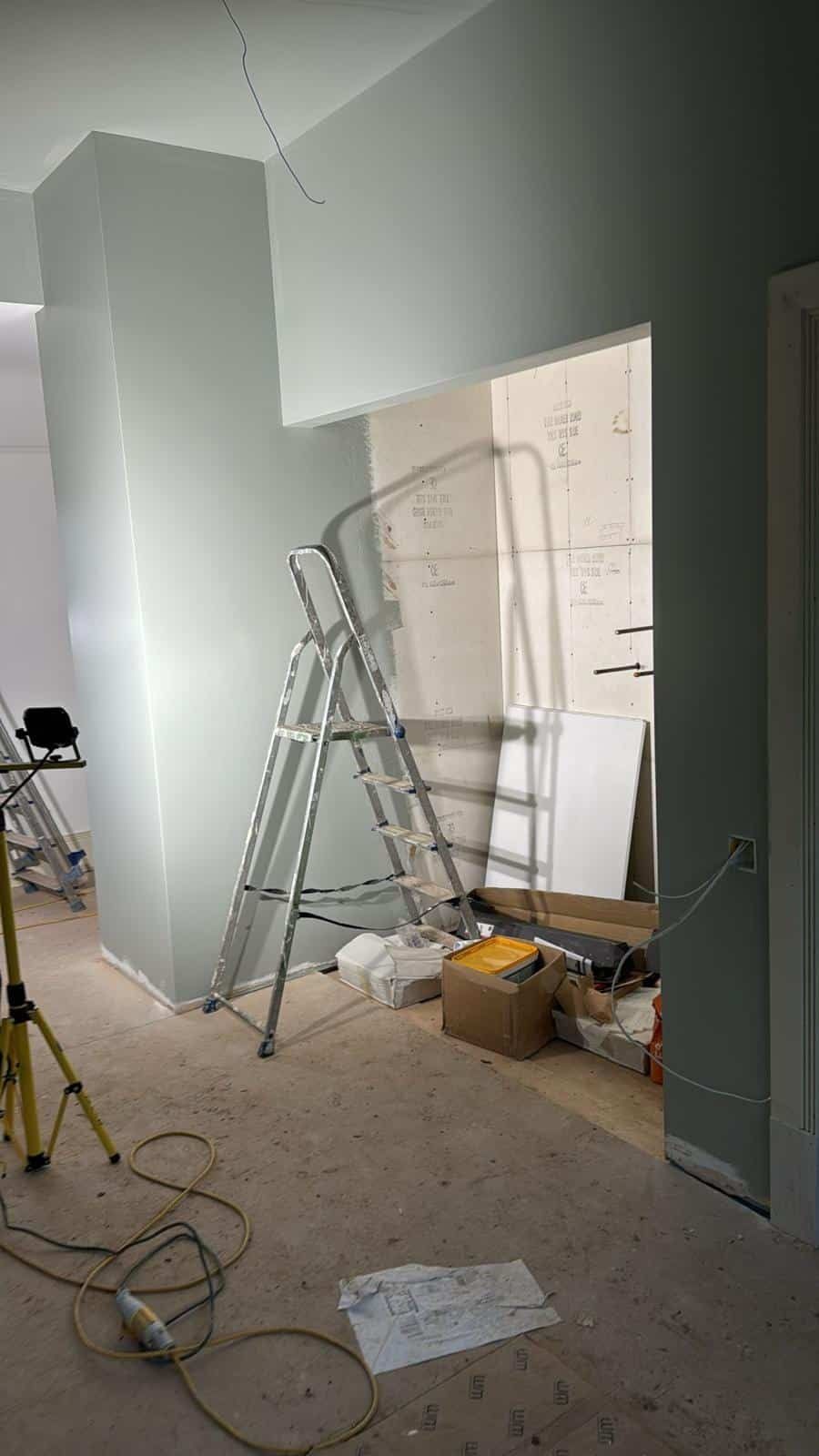 Plasterboard partition before finishing