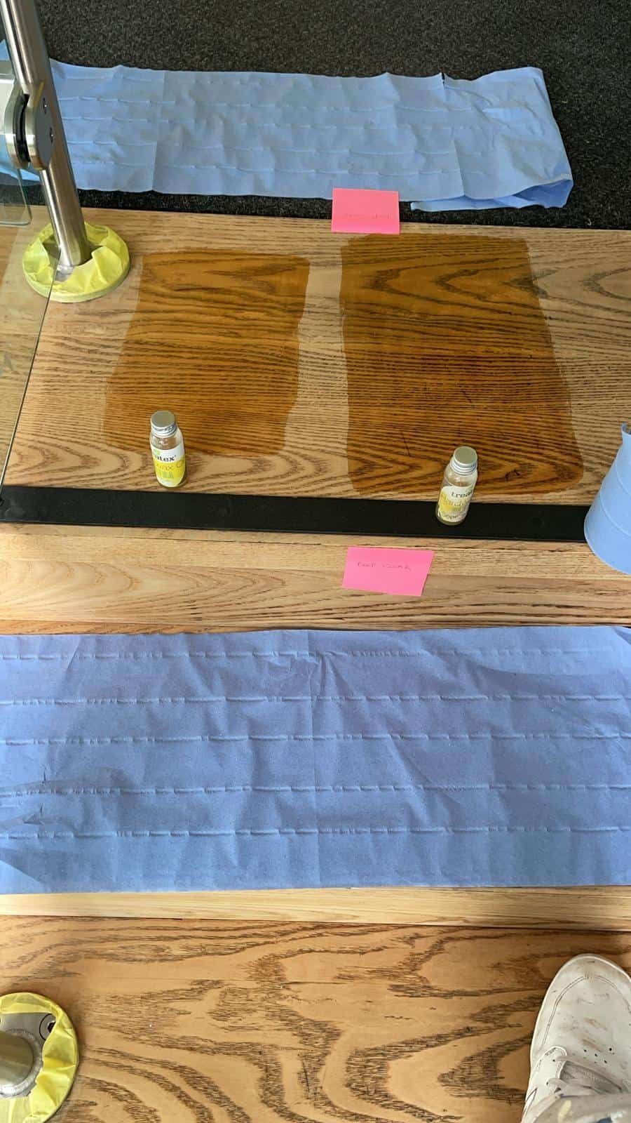 Treads masked during varnishing