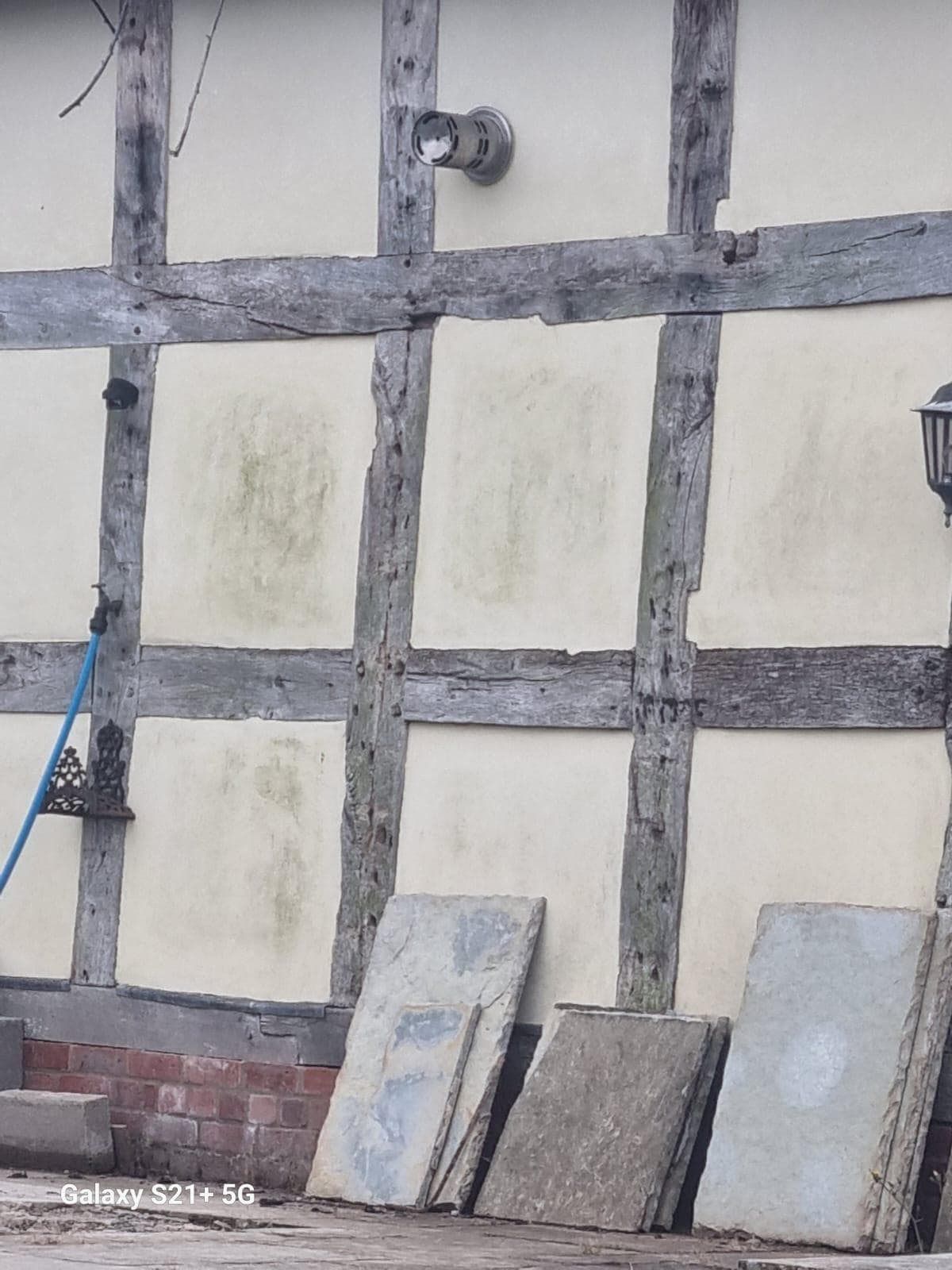 Stained infill panels before repainting