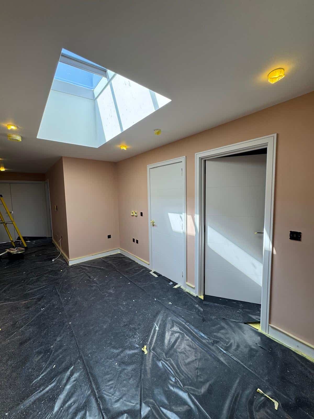 Corridor with roof light during decorating
