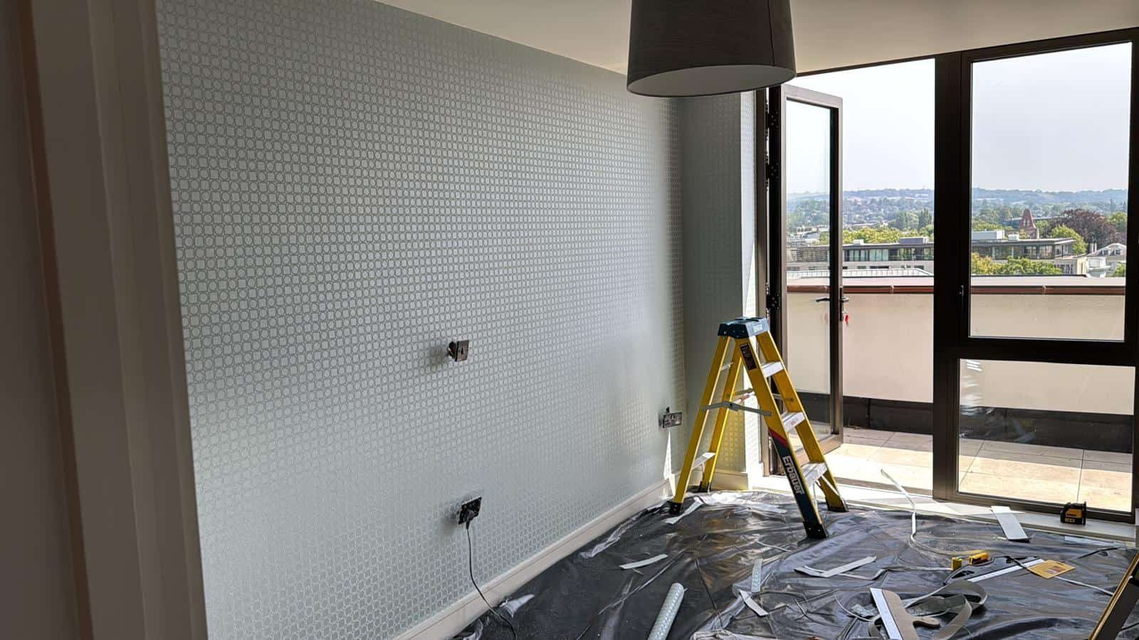 Apartment wallpaper feature walls - progress photo 8