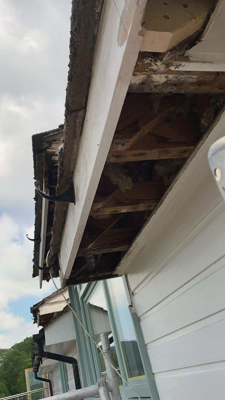 Fascia area before repair and painting