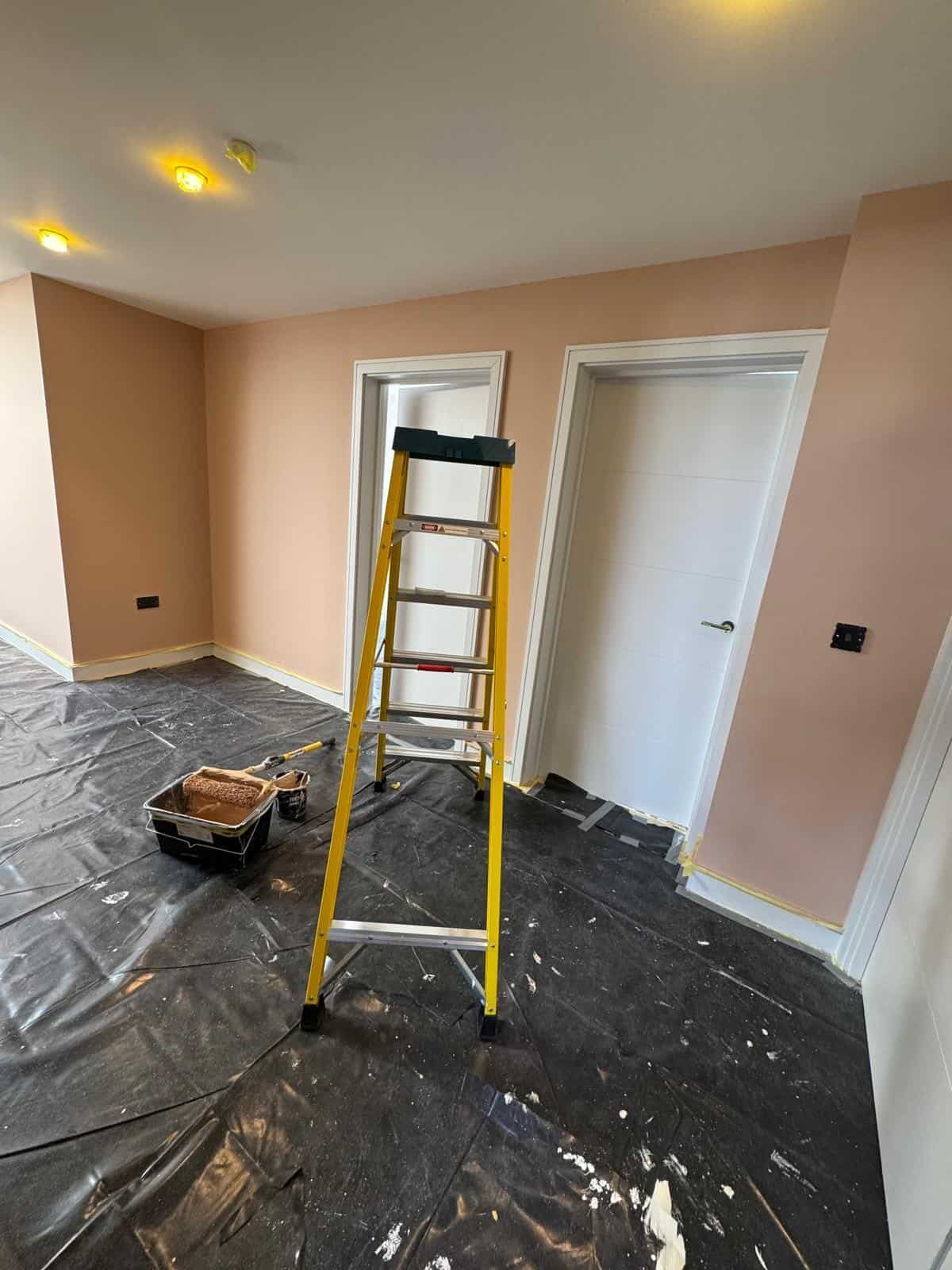 Painted corridor with step ladder