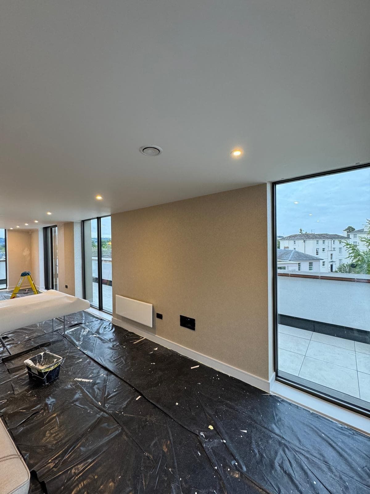 Living room wall during painting