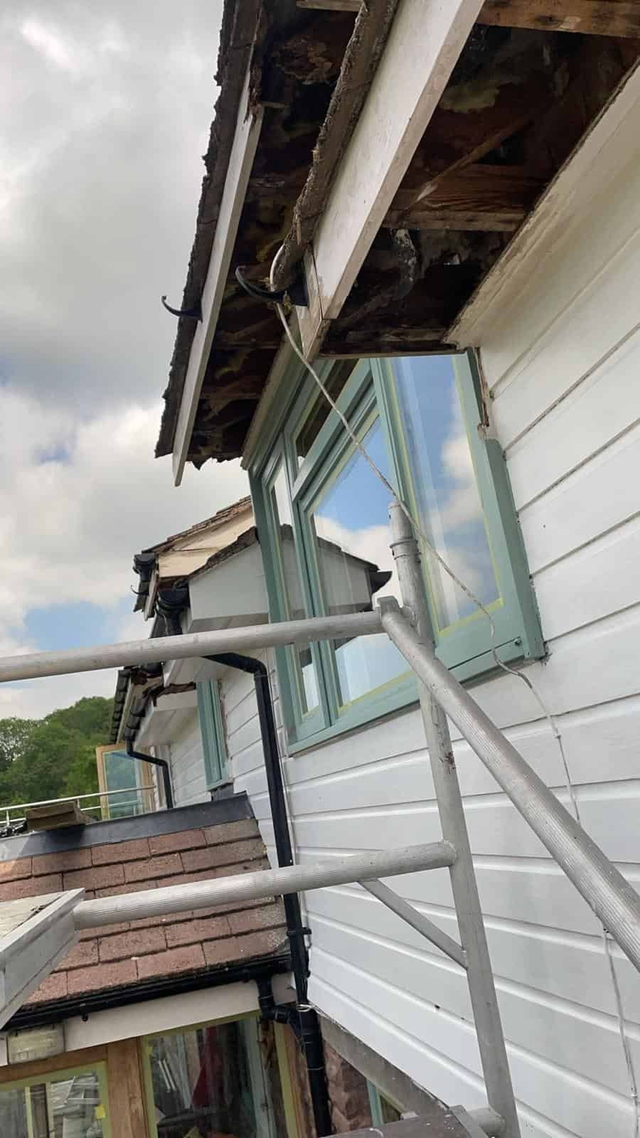 Weatherboard cladding before repainting