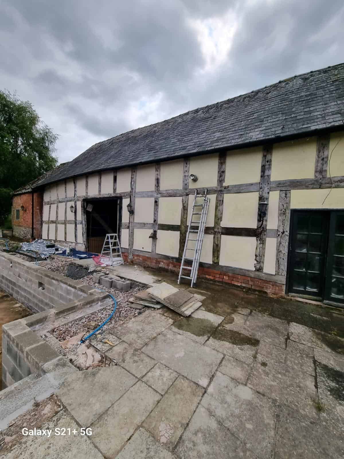 Timber-framed barn exterior - progress photo 12