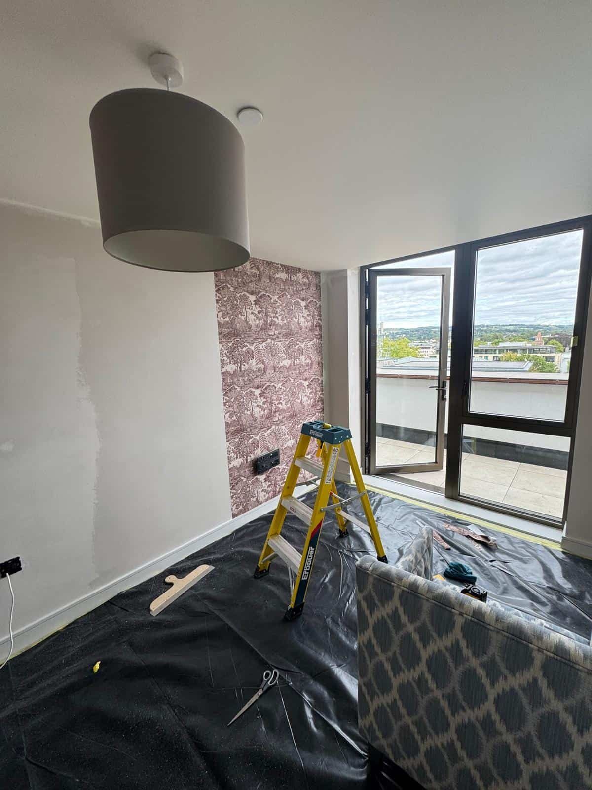 Apartment wallpaper feature walls - progress photo 13