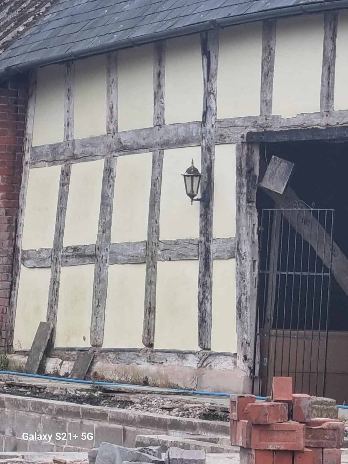 Timber-framed barn exterior - progress photo 13